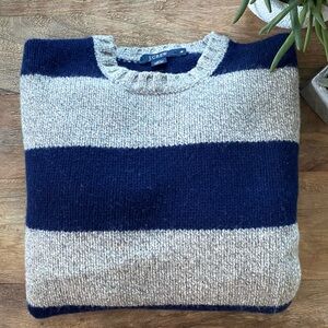 J. CREW - Men's Striped Sweater in Navy & Gray